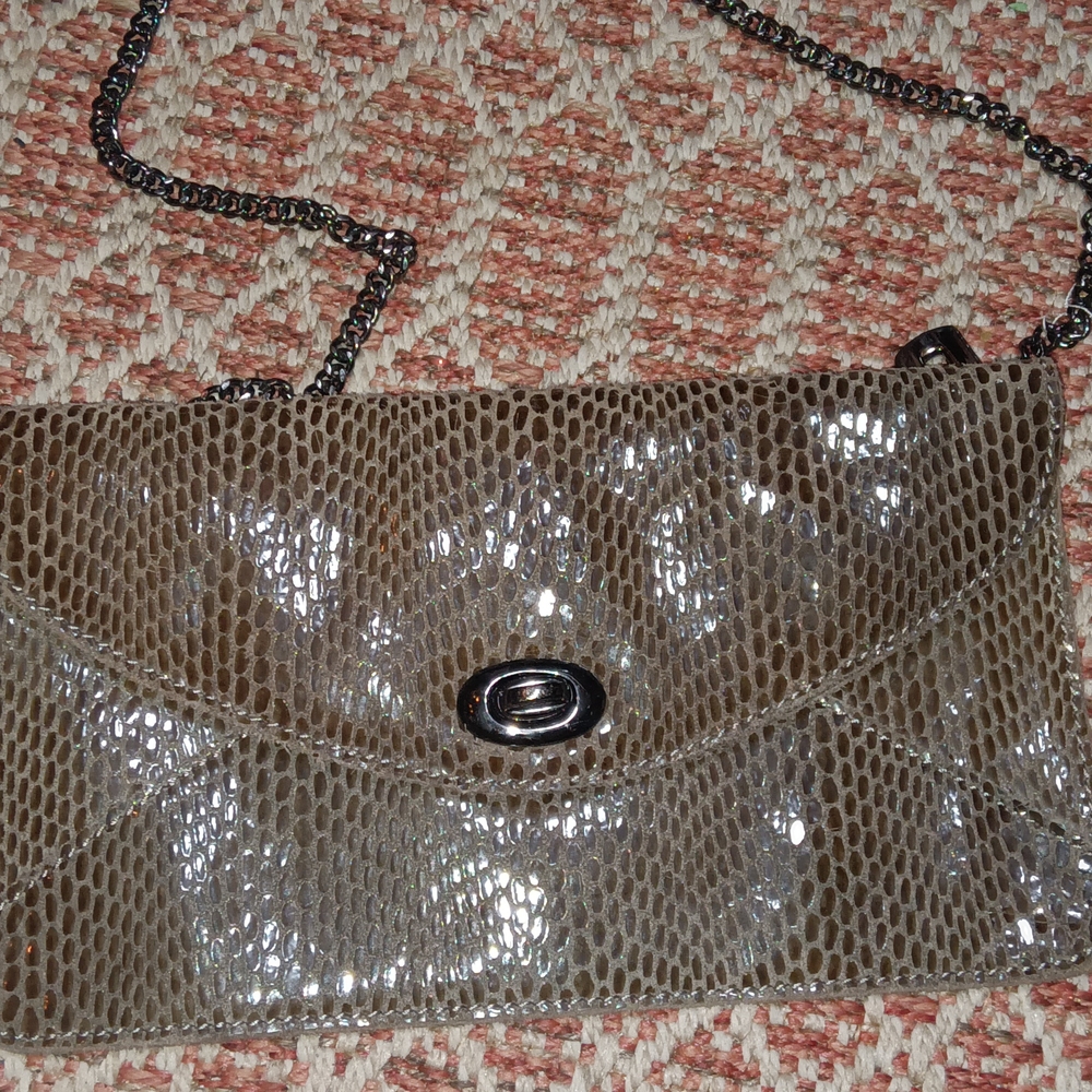 Chic Snake Print Clutch with Chain Strap